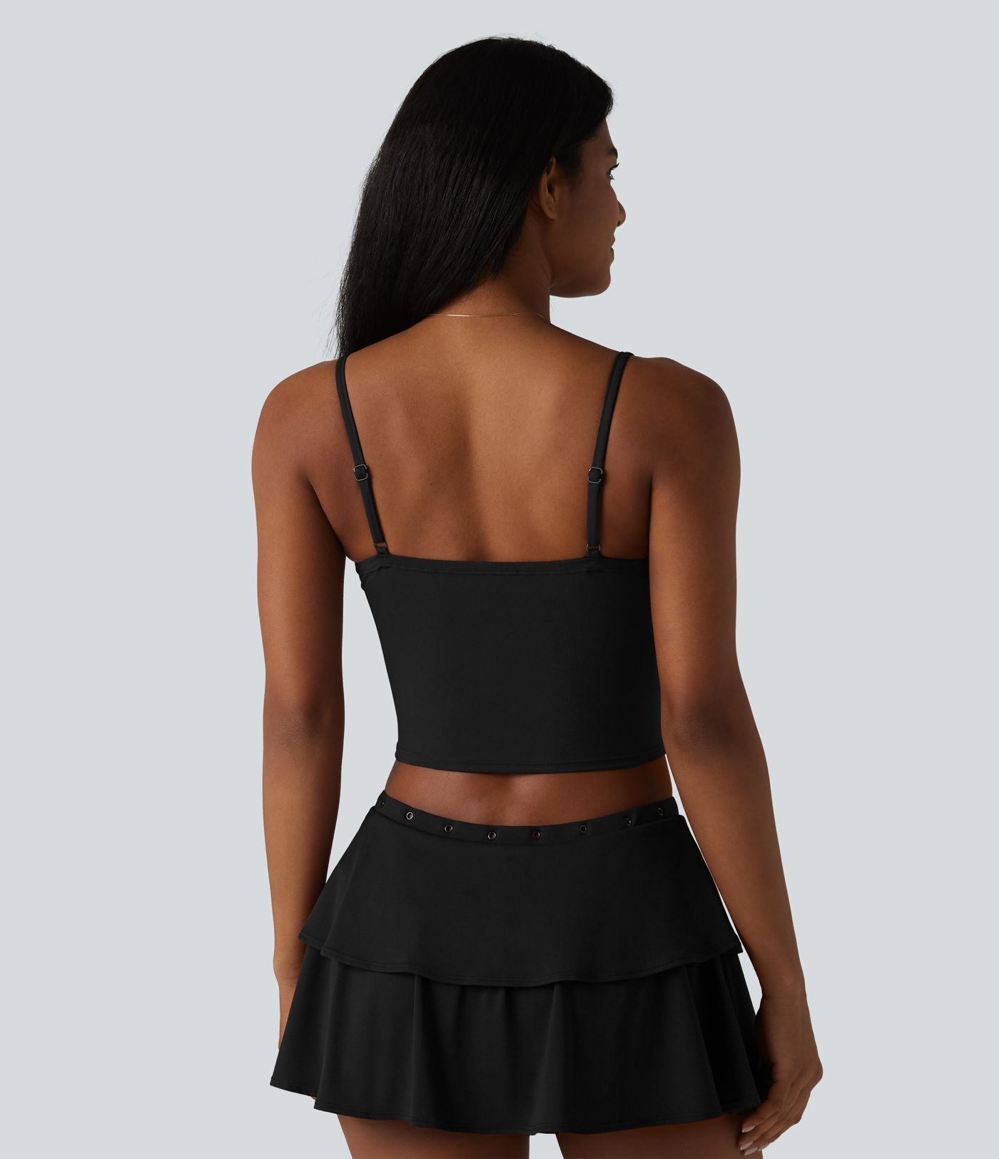 Débardeur court décontracté SoftlyZero™ à bretelles ajustables et œillets, avec brassière intégrée et effet frais InstantCool