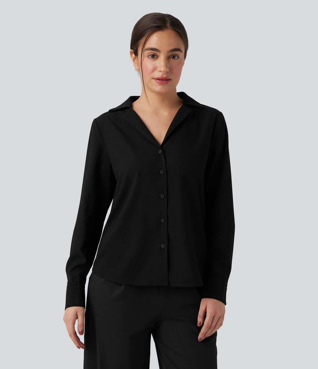 Chemise tailleur manches longues ourlet arrondi