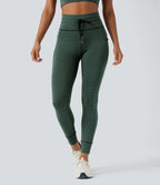 Legging de yoga rayé taille haute avec cordon de serrage et poches