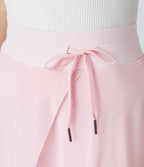 Jupe Casual Évasée Mesh Mi-Longue Fuide 2 en 1 Contrastée Taille Haute Cordon Poche Latérale