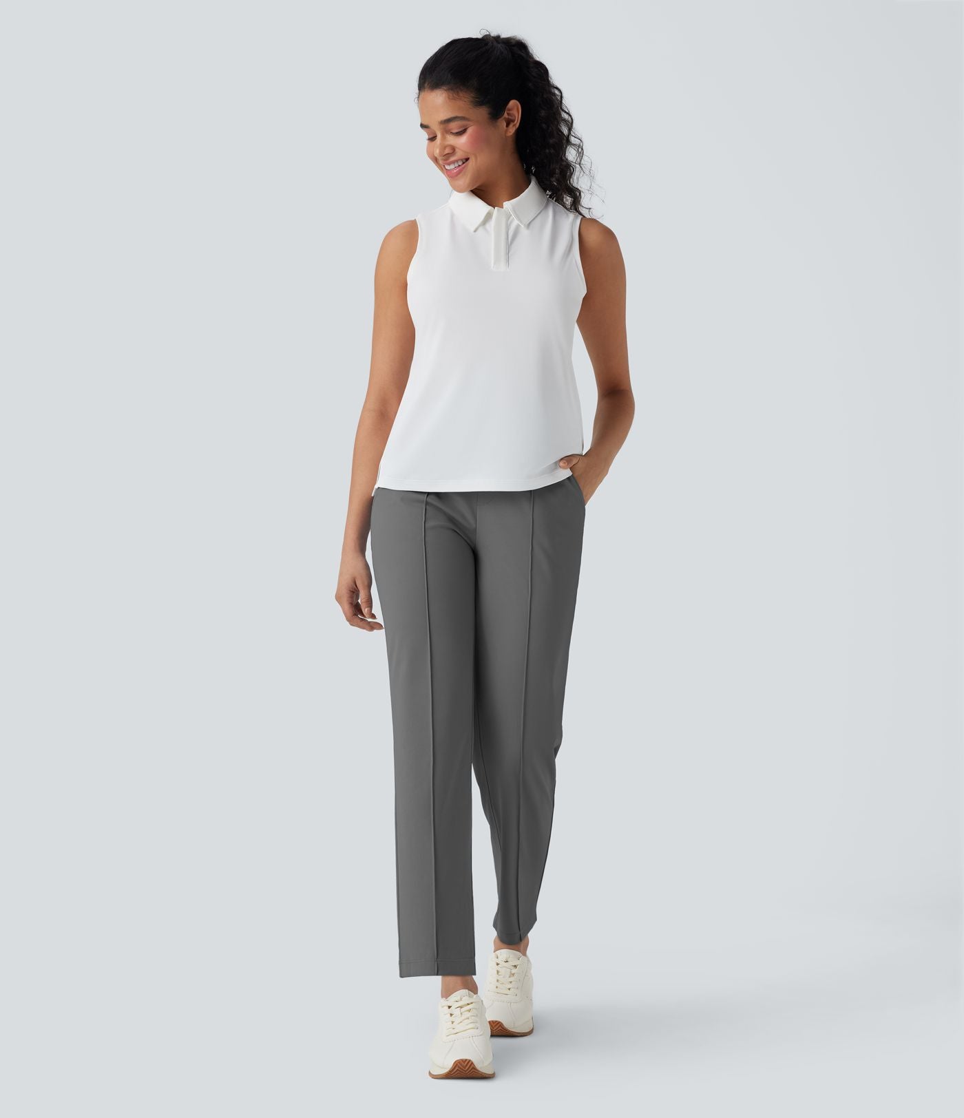 Pantalon de golf séchage rapide, taille mi-haute, avec poches et poche tee, UPF40+