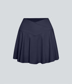 Jupe de tennis SoftlyZero™ Airy taille haute confortable 2-en-1 poches latérales croisées évasée effet frais