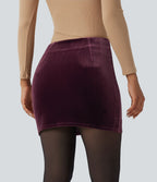 Jupe moulante mini taille haute 2-en-1 en velours