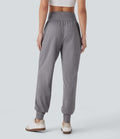Pantalon jogging décontracté taille haute avec poches latérales