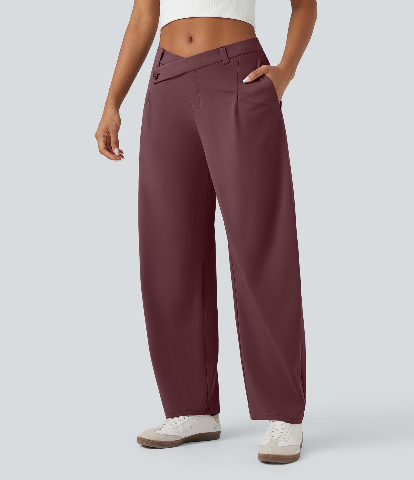 Pantalon tailleur fuselé asymétrique taille moyenne Halara Flex™ DayStretch avec poches