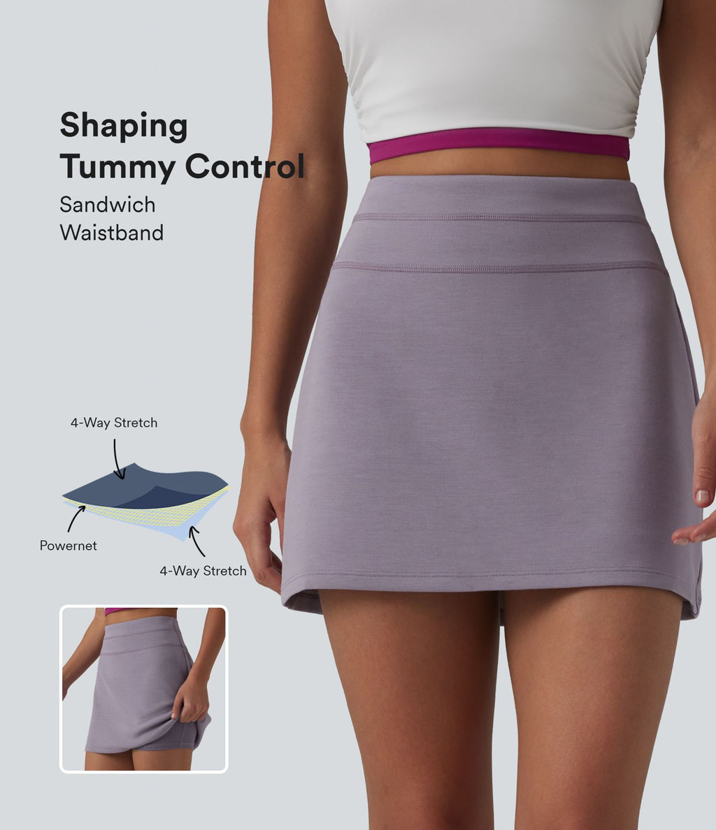 Jupe courte décontractée 2 en 1 SpacerTek™ taille haute avec effet ventre plat