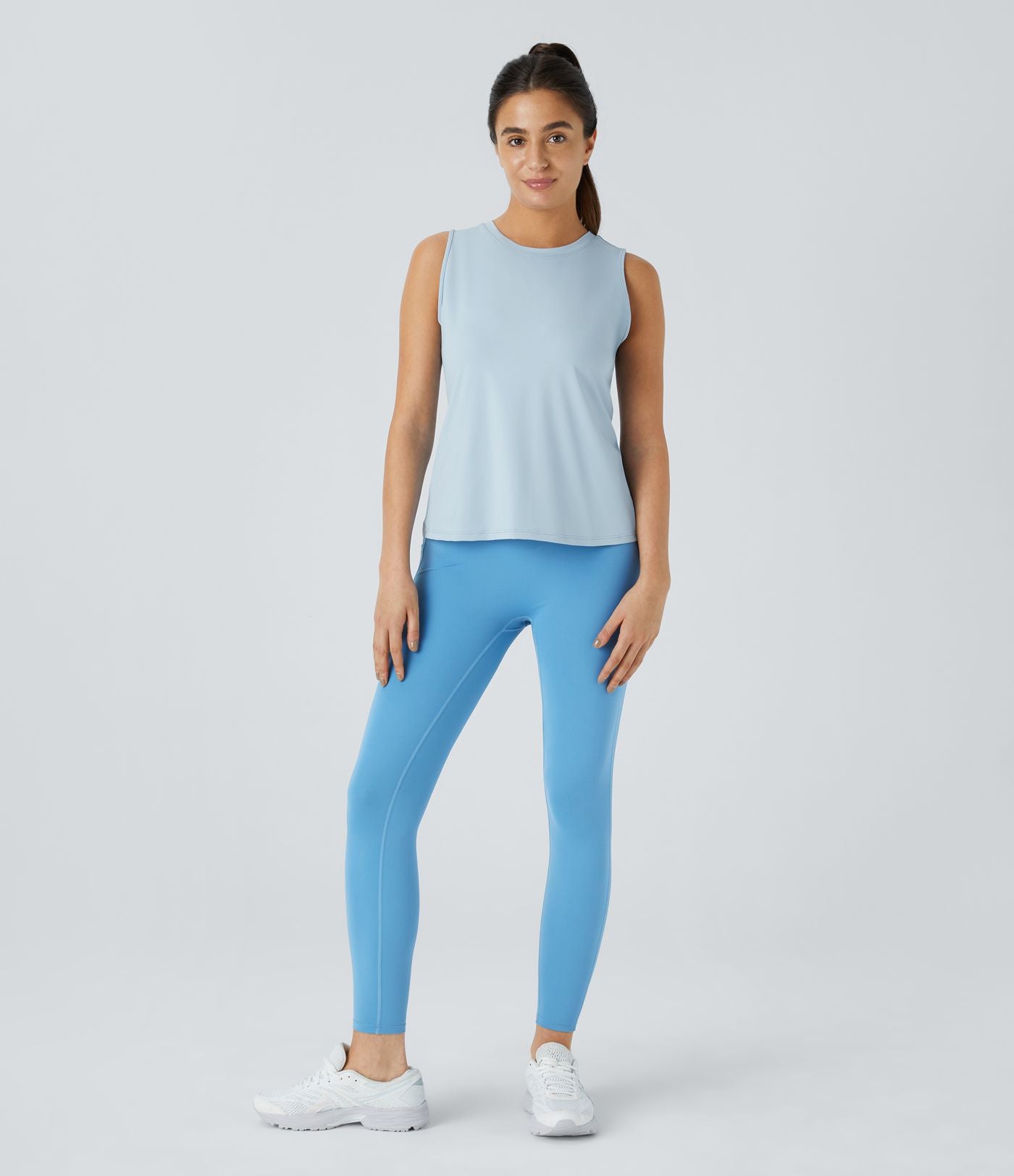 Top Débardeur Yoga Uni à Ourlet Croisé et Découpe
