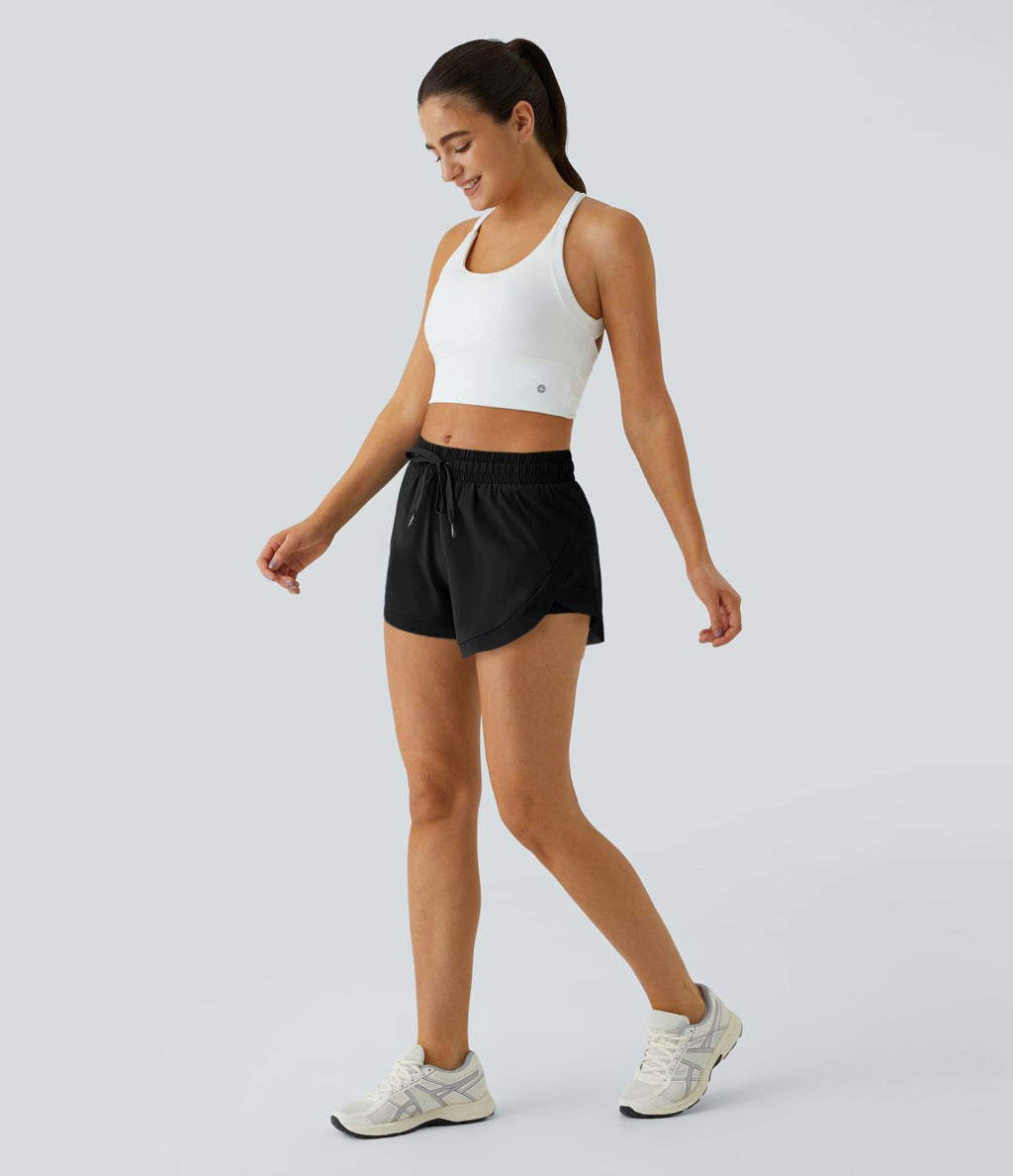 Shorts Running 7,5cm 2 en1 Taille Mi-Haute Cordon de Serrage Empiècement Mesh Contrastant