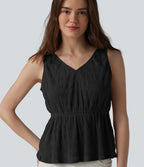 Débardeur casual texturé froissé col V