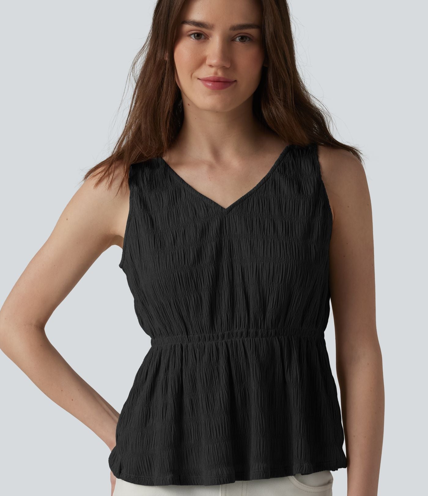 Débardeur casual texturé froissé col V