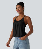 Débardeur décontracté col U froncé 2-en-1 avec brassière intégrée effet frais InstantCool séchage rapide, protection solaire UPF50+