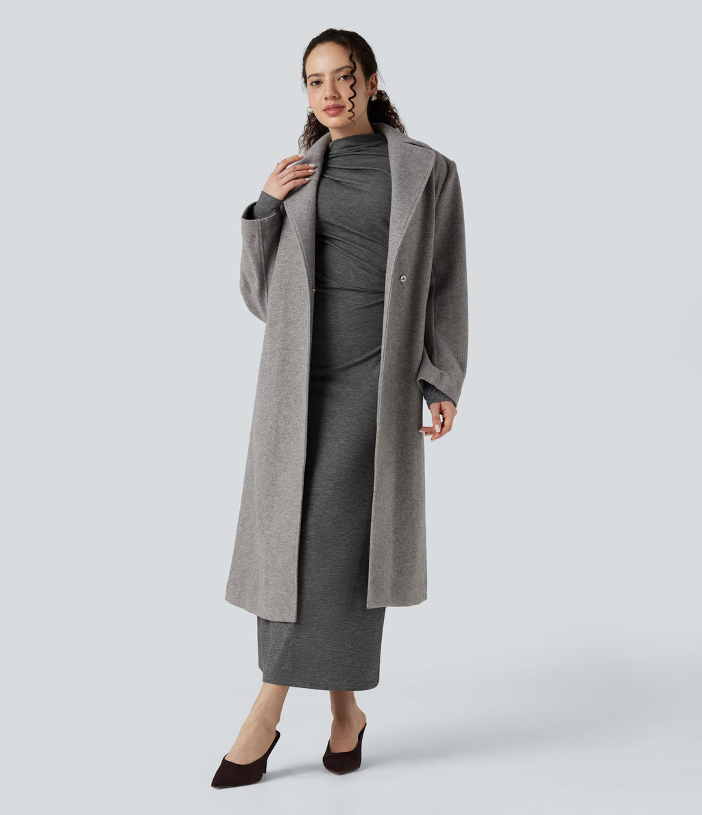 Robe mi-longue col montant manches longues