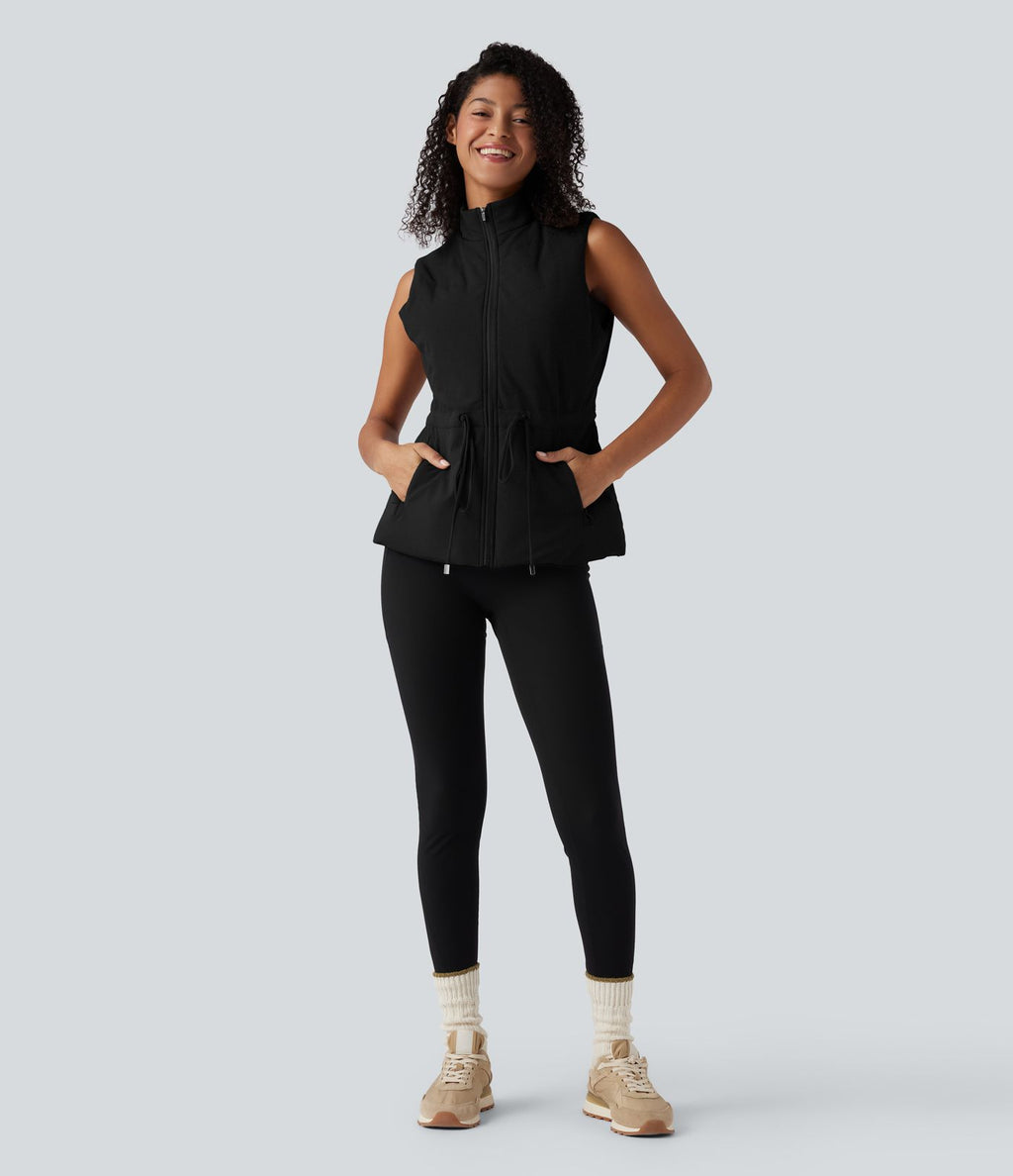 Veste polaire PuffFlex 3-en-1 à col montant et manches longues avec passe-pouces et gilet matelassé avec poches