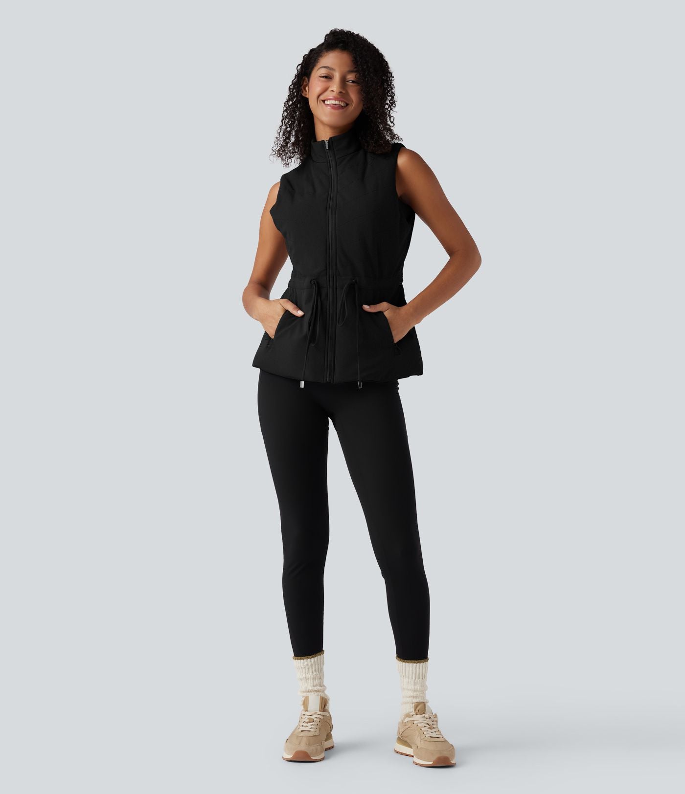 Veste polaire PuffFlex 3-en-1 à col montant et manches longues avec passe-pouces et gilet matelassé avec poches