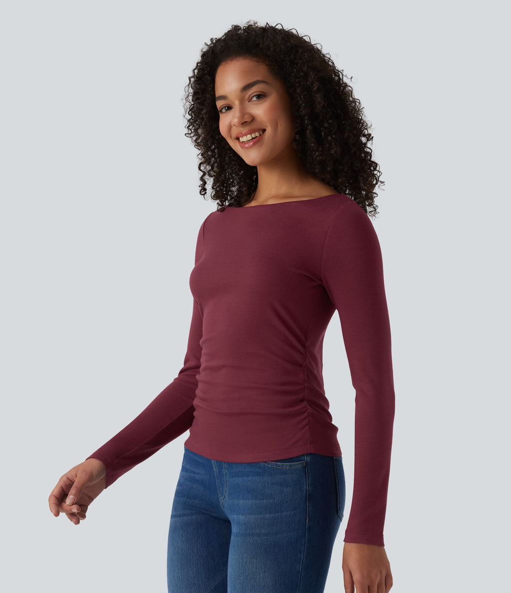 Chemise de travail chauffante Halara HeatCore col bateau manches longues