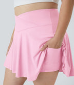 Jupe de tennis SoftlyZero™ Airy confortable 2-en-1 à taille haute croisée avec poches latérales, coupe évasée grande taille effet frais InstantCool, protection solaire UPF50+