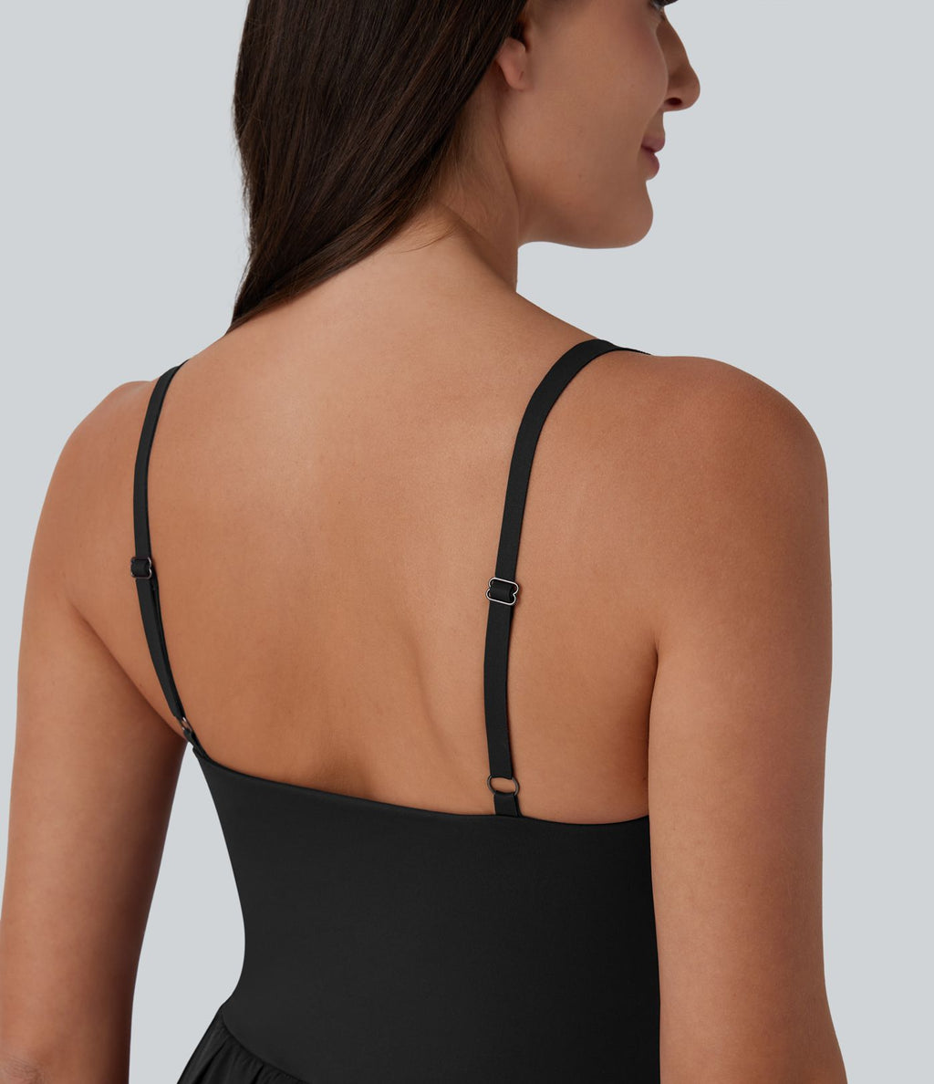 Breezeful™ Robe bain de soleil plissée à boucle ajustable 2-en-1 avec poche latérale séchage rapide micro-courte décontractée