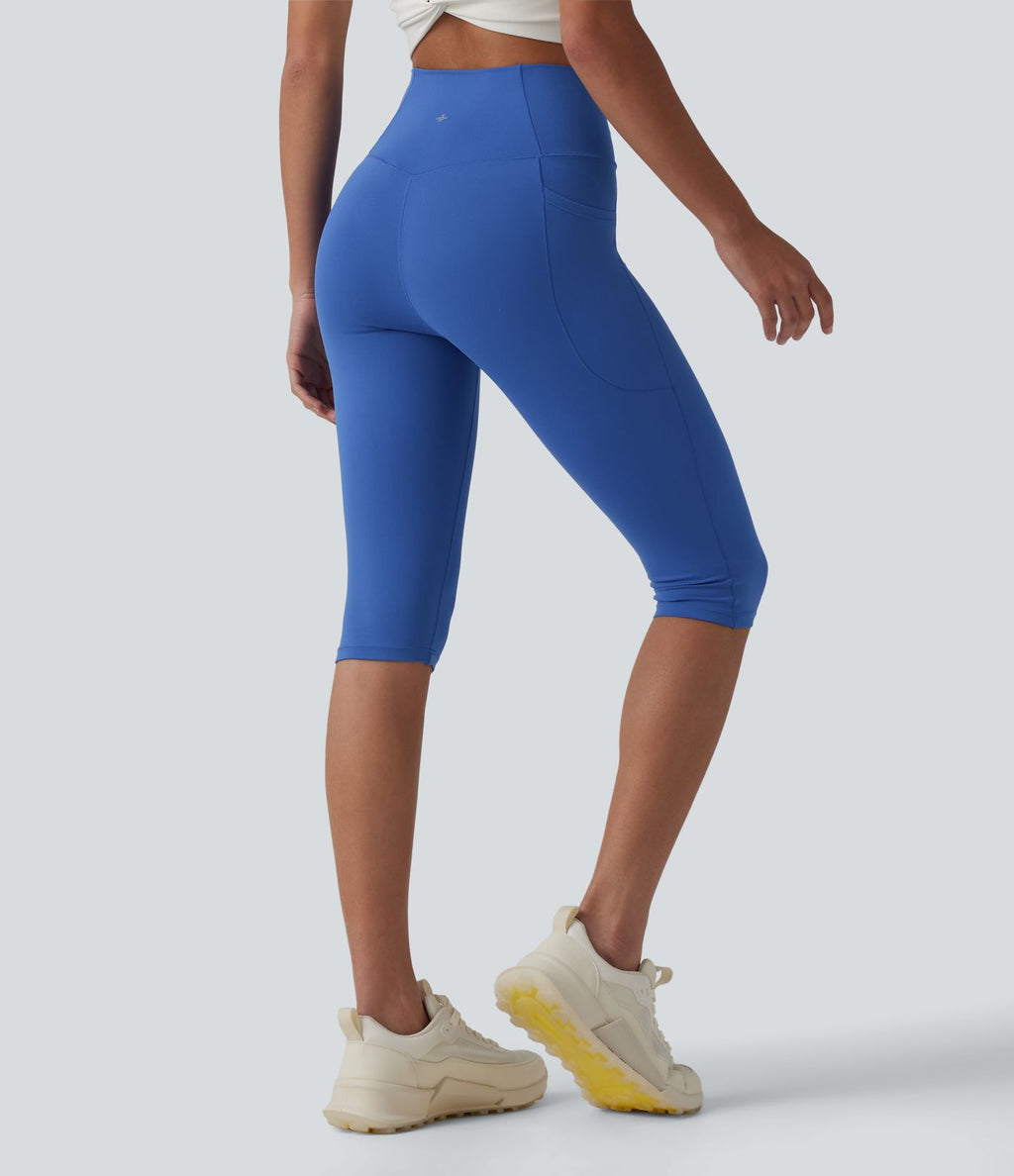 Legging de yoga corsaire SoftlyZero™ taille haute croisé avec poches - UPF50+