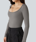 T-shirt tailleur SoftlyZero™ Airy col échancré manches longues