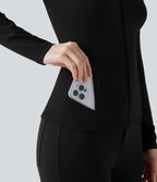 Veste de travail à décolleté en V, manches longues et zip avec poches SoftlyZero™