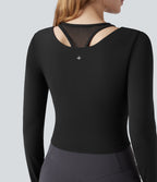 Haut de sport de yoga SoftlyZero™ Plush effet push-up mesh contrastant manches longues