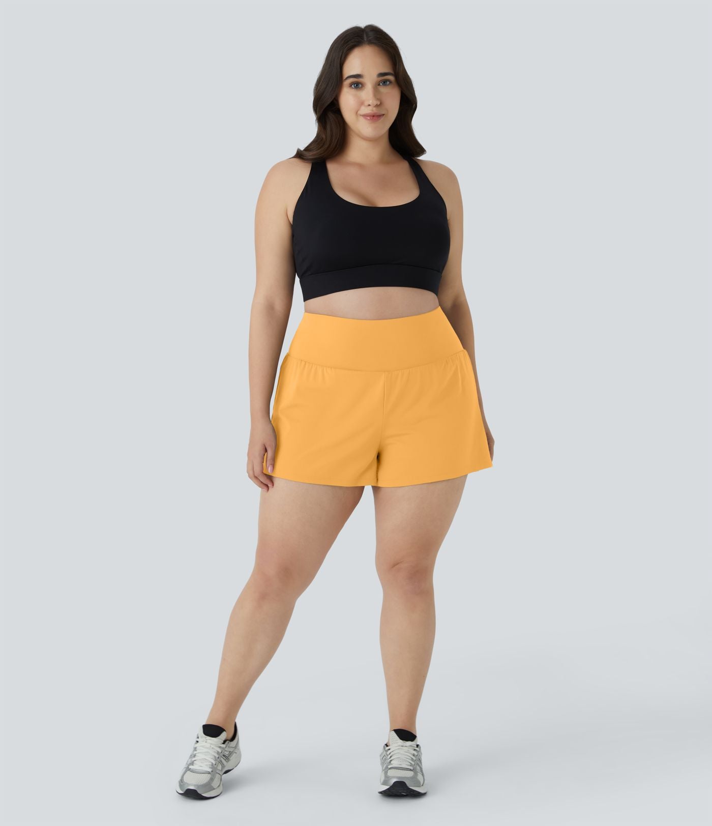 Short 8,8cm Sport Grande Taille 2 en 1 avec Poches Arrière et Poches Latérales Cachées