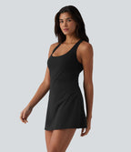 Robe sport SoftlyZero™ en peluche ultra-douce, dos nageur, col U, sans manches, soutien-gorge intégré et poches - Édition Easy Peasy