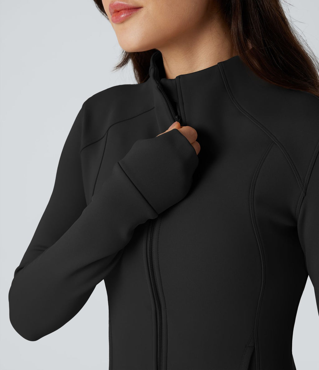 Veste d'entraînement polaire manches longues avec trous pouces et poches