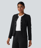 Blazer travail ouvert col rond manches longues