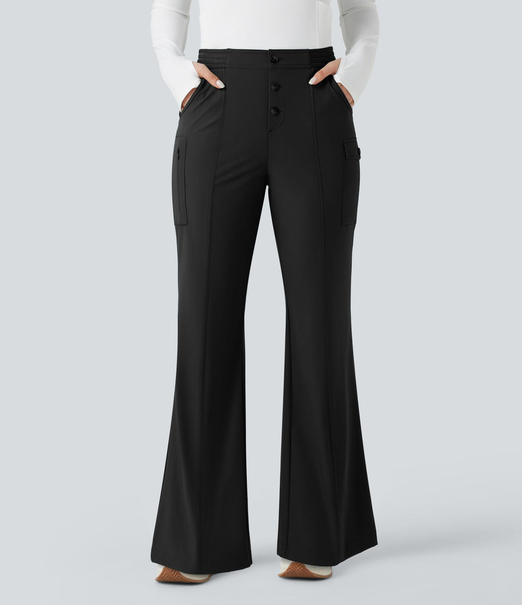 Pantalon de randonnée bootcut déperlant résistant à l'abrasion taille basse avec poches