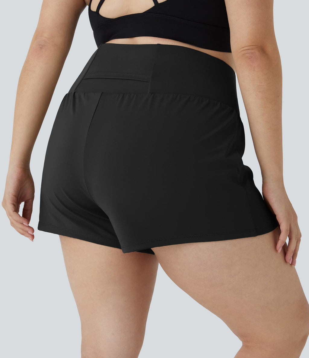 Short 8,8cm Sport Grande Taille 2 en 1 avec Poches Arrière et Poches Latérales Cachées