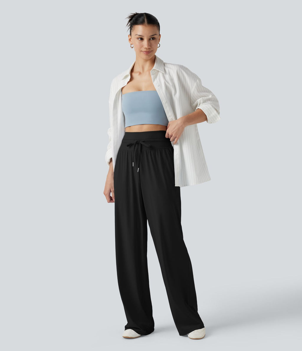 Pantalon large décontracté, taille haute, cordon de serrage, à effet frais InstantCool, avec poches, protection solaire UPF50+