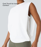 Débardeur de yoga col rond froncé, tissu rafraîchissant - Protection UPF50+