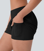 Short de yoga 2-en-1 SoftlyZero™ Airy à taille basse, cordon de serrage intérieur, poche dorsale et poche latérale dissimulée effet frais InstantCool
