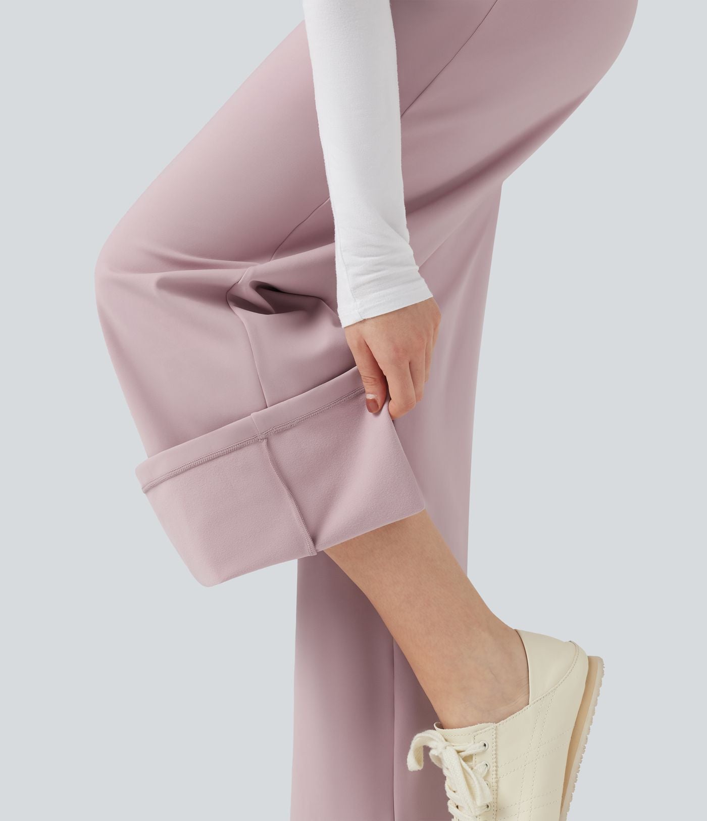 Pantalon polaire coupe droite taille haute avec poches