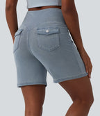 Short en jean Halara Flex™ casual gainant taille haute 17,5 cm avec poches