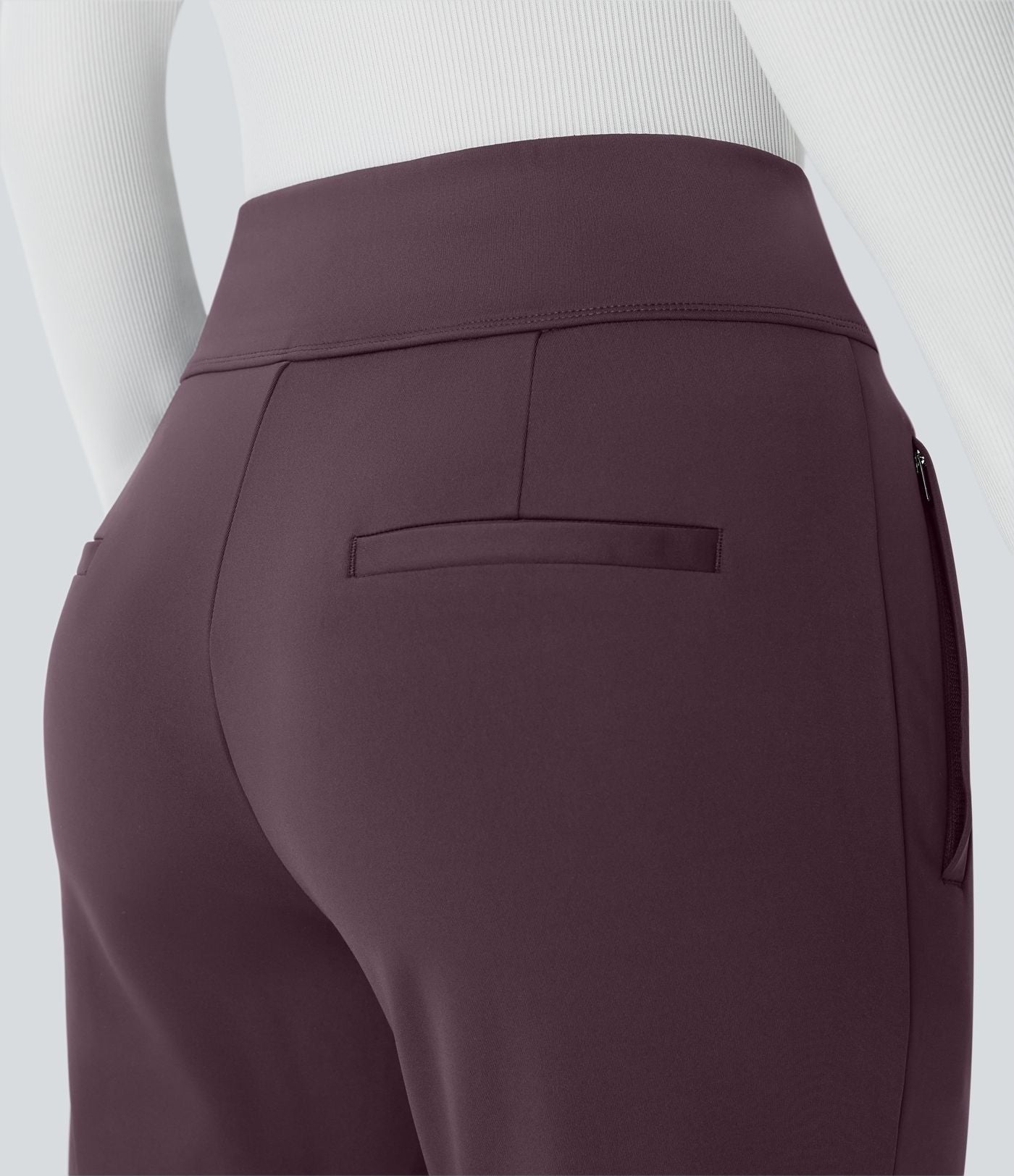 Pantalon tailleur évasé taille mi-haute Halara Flex™ DayStretch avec zip latéral et poches