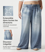 Pantalon jogging grande taille en molleton French Terry effet jean avec poches