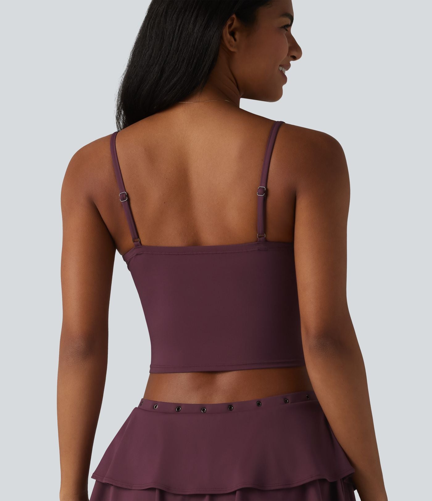 Débardeur court décontracté SoftlyZero™ à bretelles ajustables et œillets, avec brassière intégrée et effet frais InstantCool