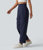 Pantalon cargo décontracté effet frais InstantCool séchage rapide taille haute à ourlet ajustable avec poches, protection solaire UPF40+