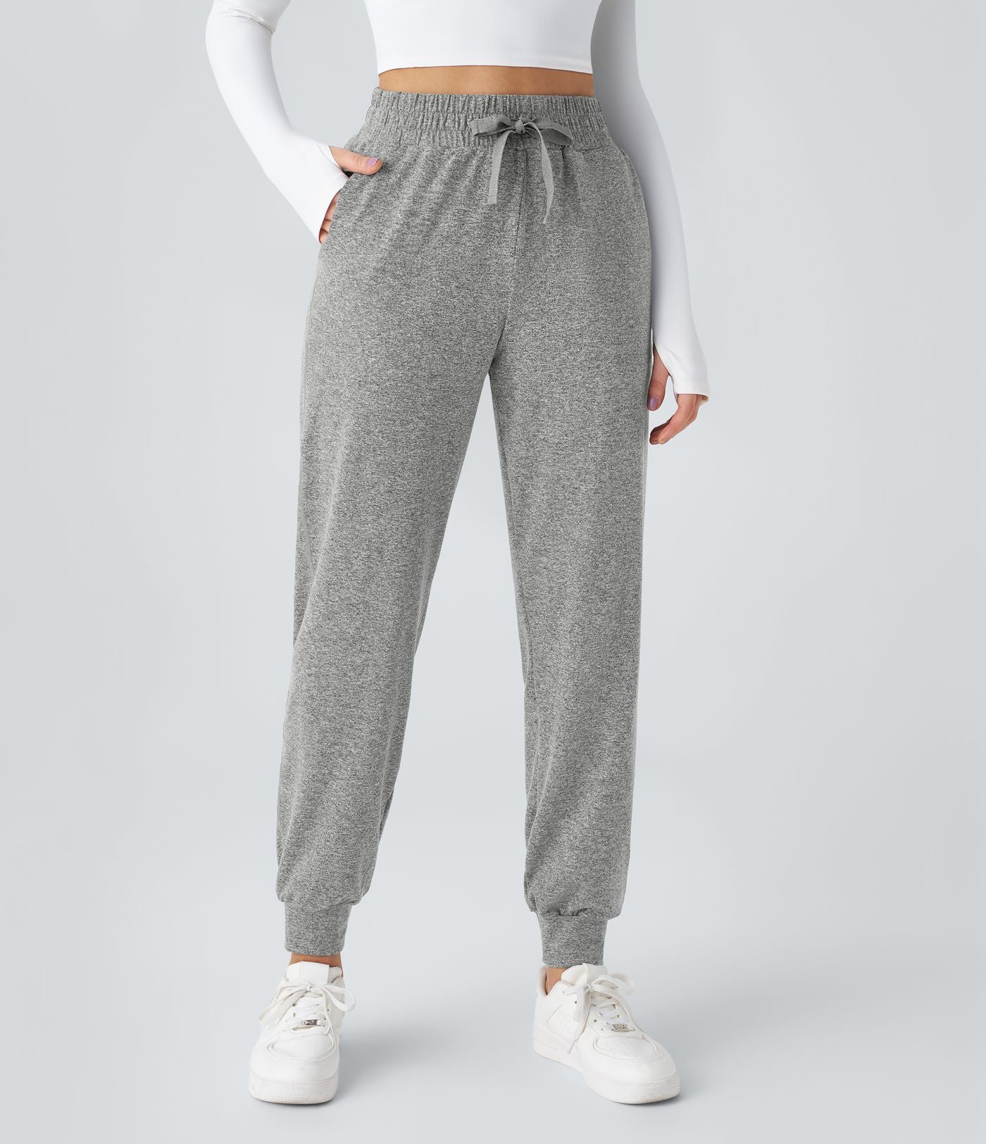 Jogging Yoga Froncé Taille Haute Cordon de Serrage Poche Latérale