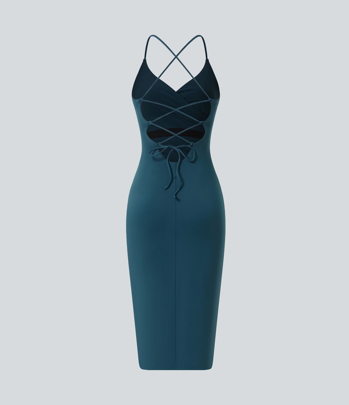 Robe moulante SoftlyZero™ Airy fendue à effet frais InstantCool, brassière intégrée, dos nu croisé à lacets, légèrement plissée pour invitée de mariage et demoiselle d'honneur