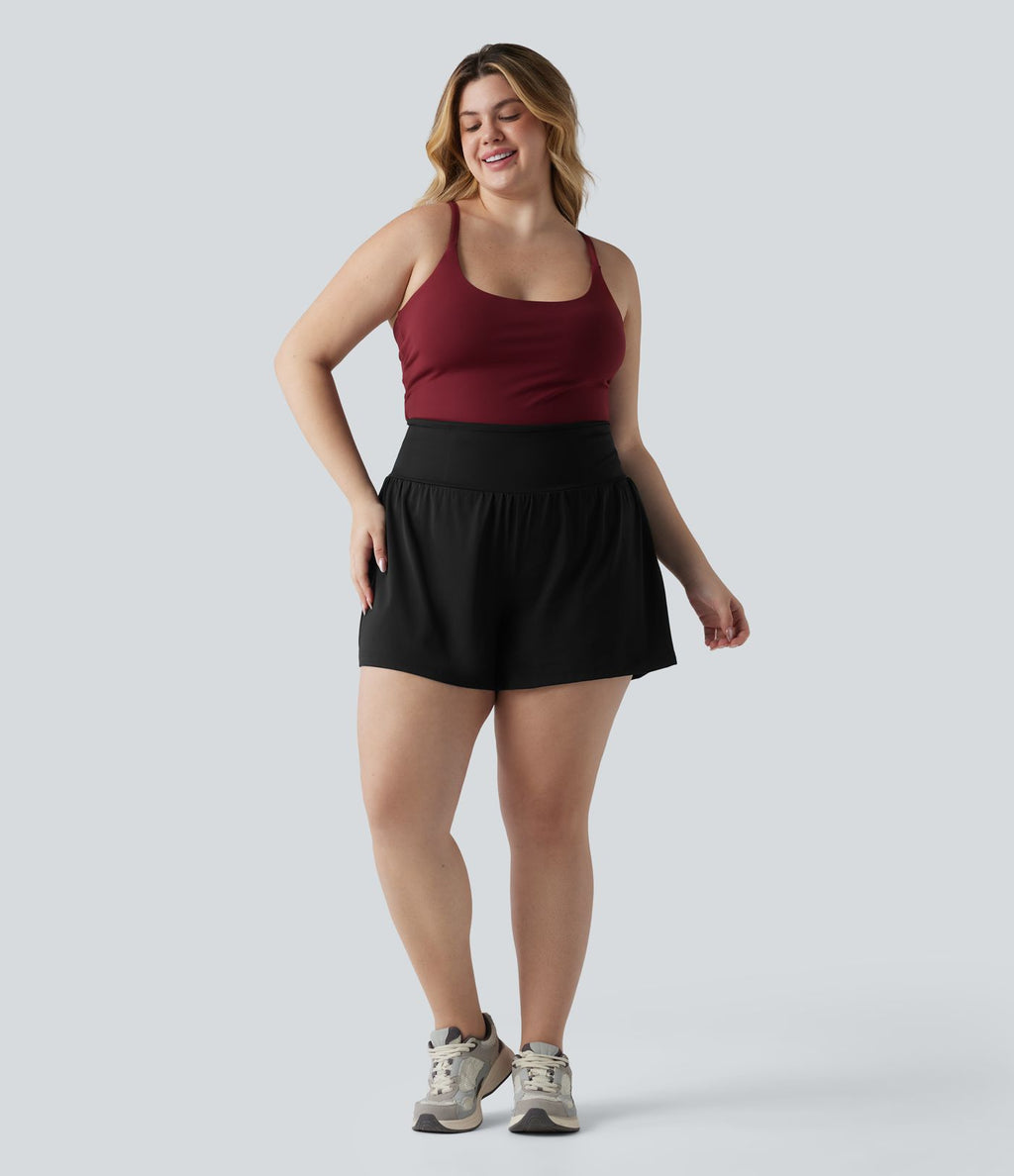 Short de yoga SoftlyZero™ Airy grande taille effet gainant 2-en-1 effet frais, entrejambe 13cm taille haute avec poches