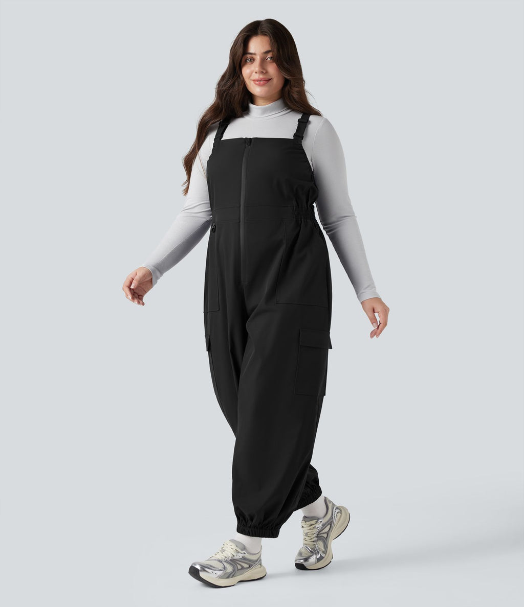 Salopette de randonnée grande taille déperlante résistante à l'usure avec poches zippées