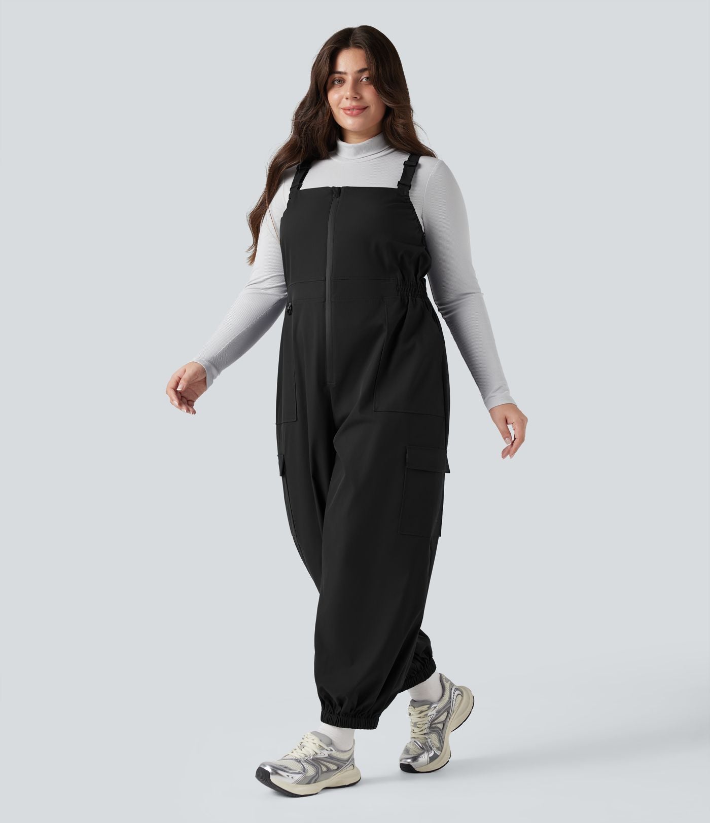 Salopette de randonnée grande taille déperlante résistante à l'usure avec poches zippées
