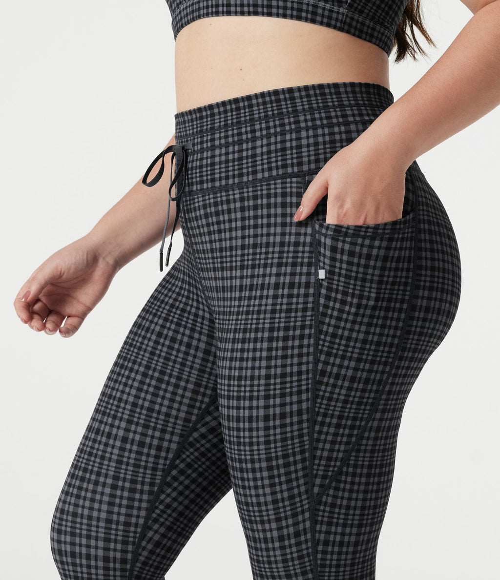 Legging de yoga grande taille Halara UltraSculpt™ taille haute à carreaux avec cordon ajustable et poches