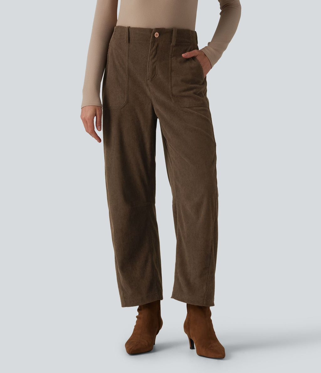 Halara Flex™ Pantalon tailleur velours côtelé taille haute coupe tonneau avec poches