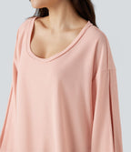 Sweat-shirt gaufré col échancré manches longues