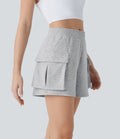 Short sweat de yoga cargo taille haute à poches rabattues