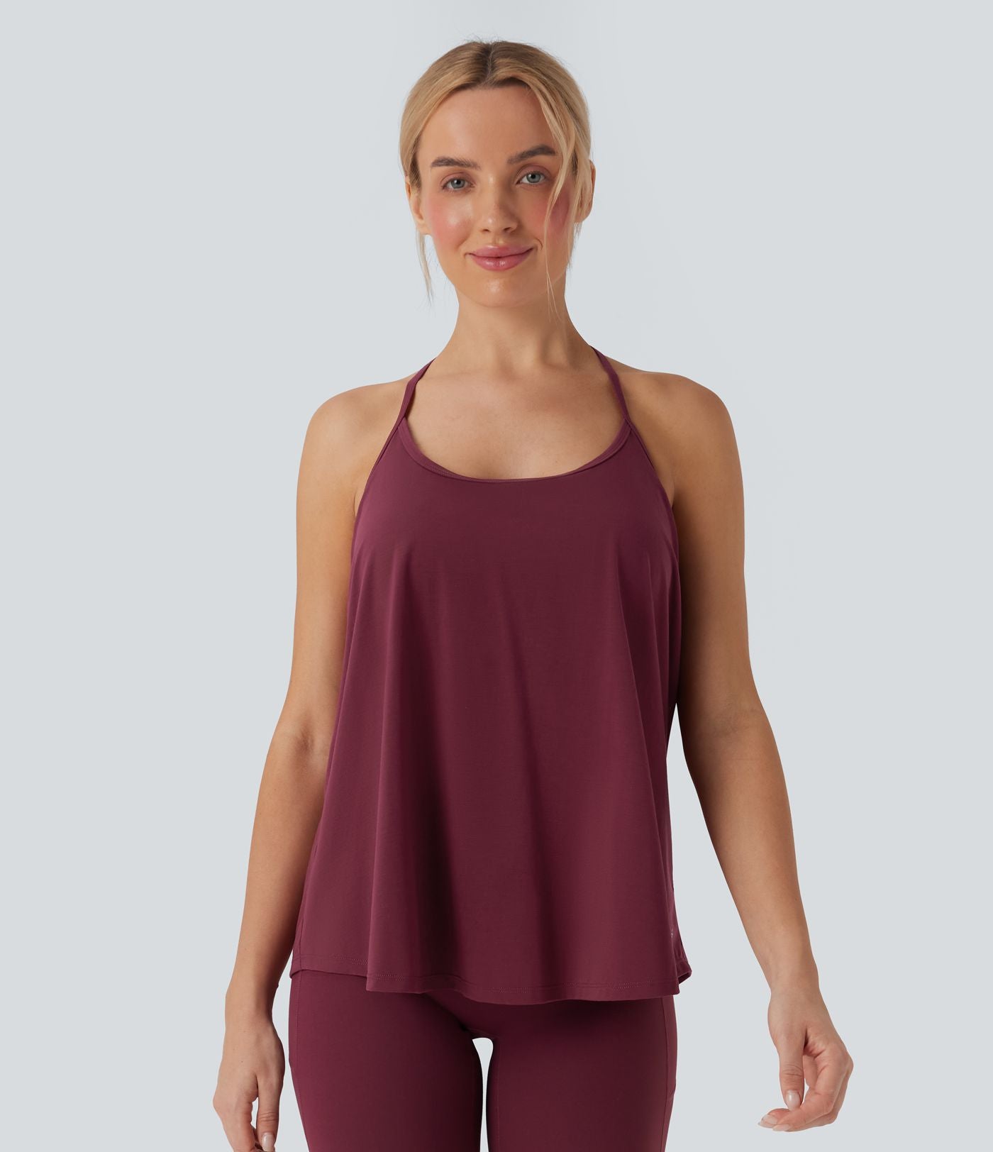 Haut de sport yoga SoftlyZero™ Airy licou drapé effet frais InstantCool, bonnets E-G, protection solaire UPF50+